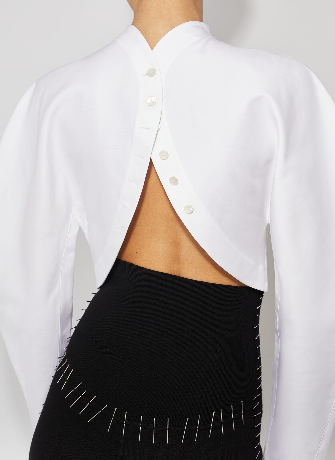Cropped poplin top ALAÏA WHITE CROPPED POPLIN TOP